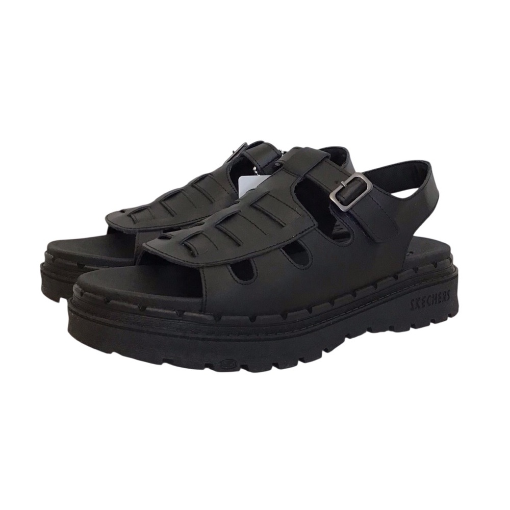 Skechers 10 NWT Jammers Throwback Women’s Sandals Chunky Platform Retro Black